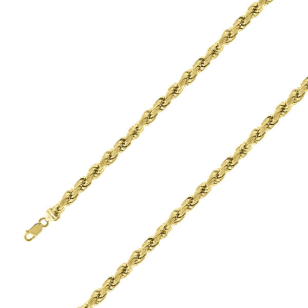 925 Sterling Silver 7mm Yellow Gold Plated Rope Chain Size- 9" - Gold Americas