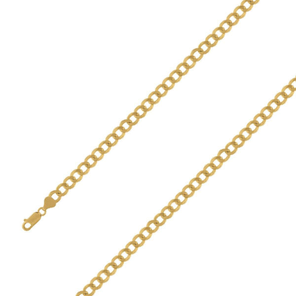14k Yellow Gold Finish 7mm Silver Cuban Chain Size- 9" - Gold Americas