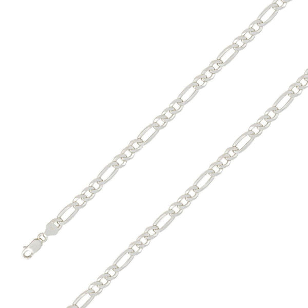 925 Sterling 7mm Silver Diamond Cut E-Coated Figaro Chain Size- 9" - Gold Americas