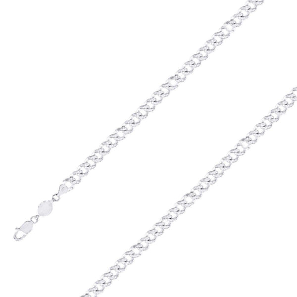 925 Sterling Silver Finish 7mm Diamond Cut Classic Cuban Chain Size- 9" - Gold Americas