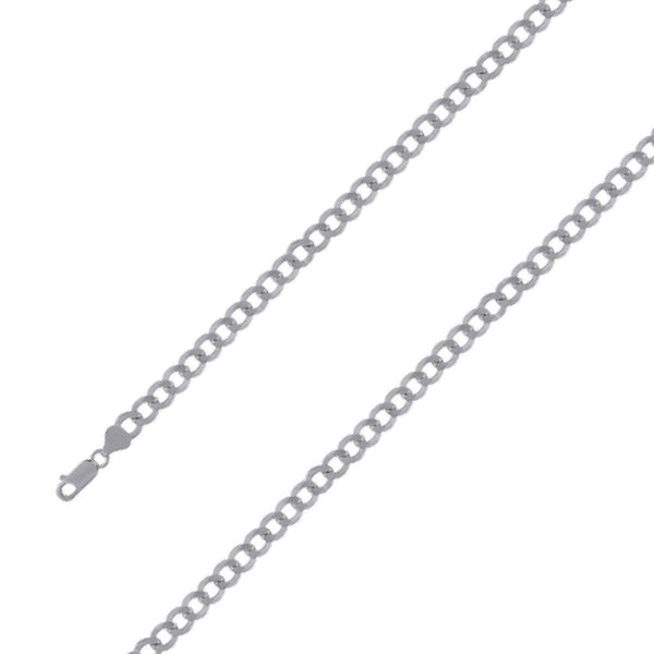 925 Sterling 7mm Silver Rhodium Plated Cuban Chain Size- 8" - Gold Americas