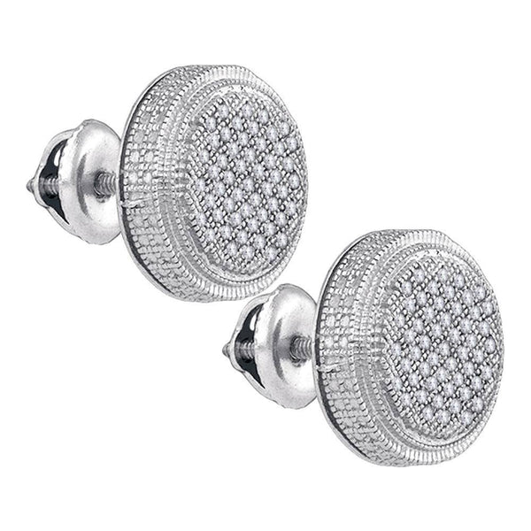 Sterling Silver Mens Round Diamond 3D Circle Cluster Stud Earrings 1/4 Cttw - Gold Americas