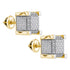Yellow-tone Sterling Silver Mens Round Diamond 3D Square Cluster Stud Earrings 1/5 Cttw - Gold Americas