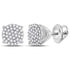10K White Gold Round Diamond Circle Cluster Stud Earrings 1/4 Cttw - Gold Americas