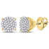 10K Yellow Gold Round Diamond Circle Cluster Stud Earrings 1/4 Cttw - Gold Americas