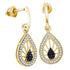 10K Yellow Gold Black Color Enhanced Diamond Teardrop Dangle Earrings 1/3 Cttw - Gold Americas