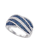 10kt White Gold Round Blue Color Enhanced Diamond Fashion Ring 3/4 Cttw