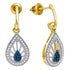 10K Yellow Gold Round Blue Color Enhanced Diamond Teardrop Dangle Earrings 1/4 Cttw - Gold Americas