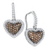 10K White Gold Cognac-brown Color Enhanced Diamond Heart Dangle Earrings 5/8 Cttw - Gold Americas