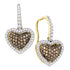 10K Yellow Gold Cognac-brown Color Enhanced Diamond Heart Dangle Earrings 5/8 Cttw - Gold Americas