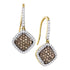 10K Yellow Gold Round Cognac-brown Color Enhanced Diamond Square Dangle Earrings 5/8 Cttw - Gold Americas