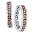 14K White Gold Round Cognac-brown Color Enhanced Diamond Hoop Earrings 1.00 Cttw - Gold Americas