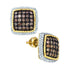 10K Yellow Gold Round Cognac-brown Color Enhanced Diamond Square Rope Frame Earrings 1-1/4 Cttw - Gold Americas