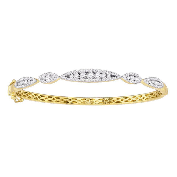 10K Yellow Gold Diamond Bangle Bracelet 1.00 Cttw
