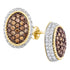 10K Yellow Gold Round Cognac-brown Color Enhanced Diamond Oval Rope Frame Cluster Earrings 2-1/2 Cttw - Gold Americas