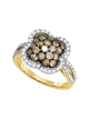 10kt- Yellow- Gold- Round- Brown- Diamond- Cluster- Ring- 1-5-/-8- Cttw