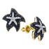 10K Yellow Gold Round Black Color Enhanced Diamond Starfish Stud Earrings 3/8 Cttw - Gold Americas