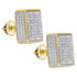 Yellow-tone Sterling Silver Mens Round Pave-set Diamond 3D Square Cluster Stud Earrings 1/2 Cttw - Gold Americas