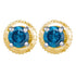 10K Yellow Gold Round Blue Color Enhanced Diamond Solitaire Stud Earrings 1/4 Cttw