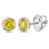 Sterling Silver Mens Round Yellow Color Enhanced Diamond Stud Earrings 1/2 Cttw - Gold Americas