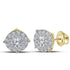 14K Yellow Gold Round Diamond Cluster Earrings 2.00 Cttw - Gold Americas