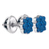 Sterling Silver Round Blue Color Enhanced Diamond Cluster Screwback Stud Earrings 1/20 Cttw - Gold Americas