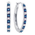 Sterling Silver Round Blue Color Enhanced Diamond Hoop Earrings 1/4 Cttw - Gold Americas