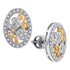 Sterling Silver Round Diamond Oval Two-tone Curl Stud Earrings 1/6 Cttw