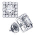 14K White Gold Round Diamond Square Frame Solitaire Stud Earrings 7/8 Cttw