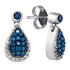 10K White Gold Round Blue Color Enhanced Diamond Teardrop Dangle Earrings 1/4 Cttw - Gold Americas