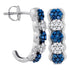 10K White Gold Round Blue Color Enhanced Diamond Cluster J Half Hoop Earrings 1/2 Cttw - Gold Americas