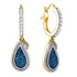 10K Yellow Gold Round Blue Color Enhanced Diamond Teardrop Cluster Dangle Earrings 1/2 Cttw - Gold Americas