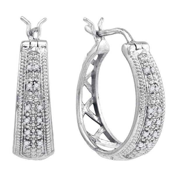 Sterling Silver Round Diamond Hoop Earrings 1/10 Cttw - Gold Americas