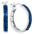 10K White Gold Round Blue Color Enhanced Diamond Double Row Hoop Earrings 1/2 Cttw - Gold Americas