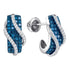 10K White Gold Round Blue Color Enhanced Diamond Half J Hoop Earrings 1.00 Cttw - Gold Americas