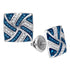 10K White Gold Round Blue Color Enhanced Diamond Square Pinwheel Cluster Earrings 1/4 Cttw