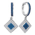 10K White Gold Round Blue Color Enhanced Diamond Square Dangle Earrings 1/2 Cttw - Gold Americas
