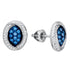 10K White Gold Round Blue Color Enhanced Diamond Oval Cluster Earrings 1/3 Cttw - Gold Americas