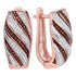 10K Rose Gold Round Red Color Enhanced Diamond Diagonal Stripe Hoop Earrings 1/3 Cttw - Gold Americas