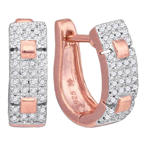 10K Rose Gold Round Diamond Huggie Hoop Earrings 1/4 Cttw - Gold Americas