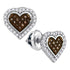 10K White Gold Round Cognac-brown Color Enhanced Diamond Heart Cluster Earrings 1/4 Cttw - Gold Americas