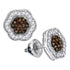 10K White Gold Round Cognac-brown Color Enhanced Diamond Polygon Cluster Earrings 1/2 Cttw - Gold Americas