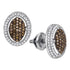 10K White Gold Round Cognac-brown Color Enhanced Diamond Oval Cluster Earrings 1/2 Cttw - Gold Americas