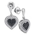10K White Gold Round Black Color Enhanced Diamond Heart Frame Dangle Earrings 1/2 Cttw - Gold Americas