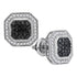 10K White Gold Round Black Color Enhanced Diamond Geometric Octagon Cluster Earrings 1/2 Cttw - Gold Americas