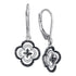 10K White Gold Round Black Color Enhanced Diamond Quatrefoil Leverback Dangle Earrings 1/3 Cttw - Gold Americas
