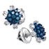 10K White Gold Round Blue Color Enhanced Diamond Cluster Screwback Earrings 1/2 Cttw - Gold Americas