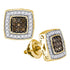 10K Yellow Gold Round Brown Color Enhanced Diamond Square Cluster Earrings 1/2 Cttw - Gold Americas