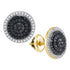 10K Yellow Gold Round Black Color Enhanced Diamond Concentric Circle Layered Cluster Earrings 1/2 Cttw - Gold Americas