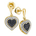 10K Yellow Gold Round Black Color Enhanced Diamond Heart Frame Dangle Earrings 1/2 Cttw - Gold Americas